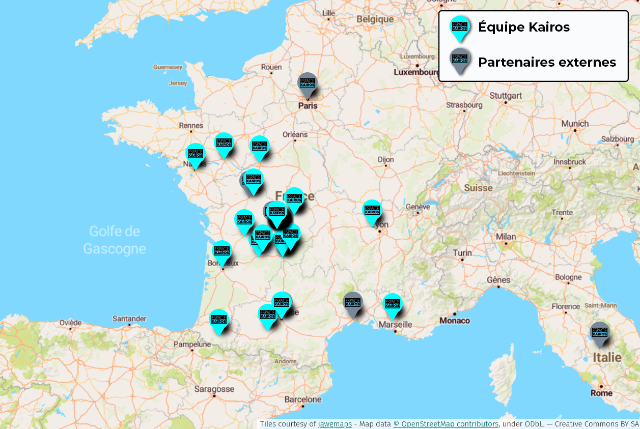 Carte Espace Kairos France - Légende haut droite